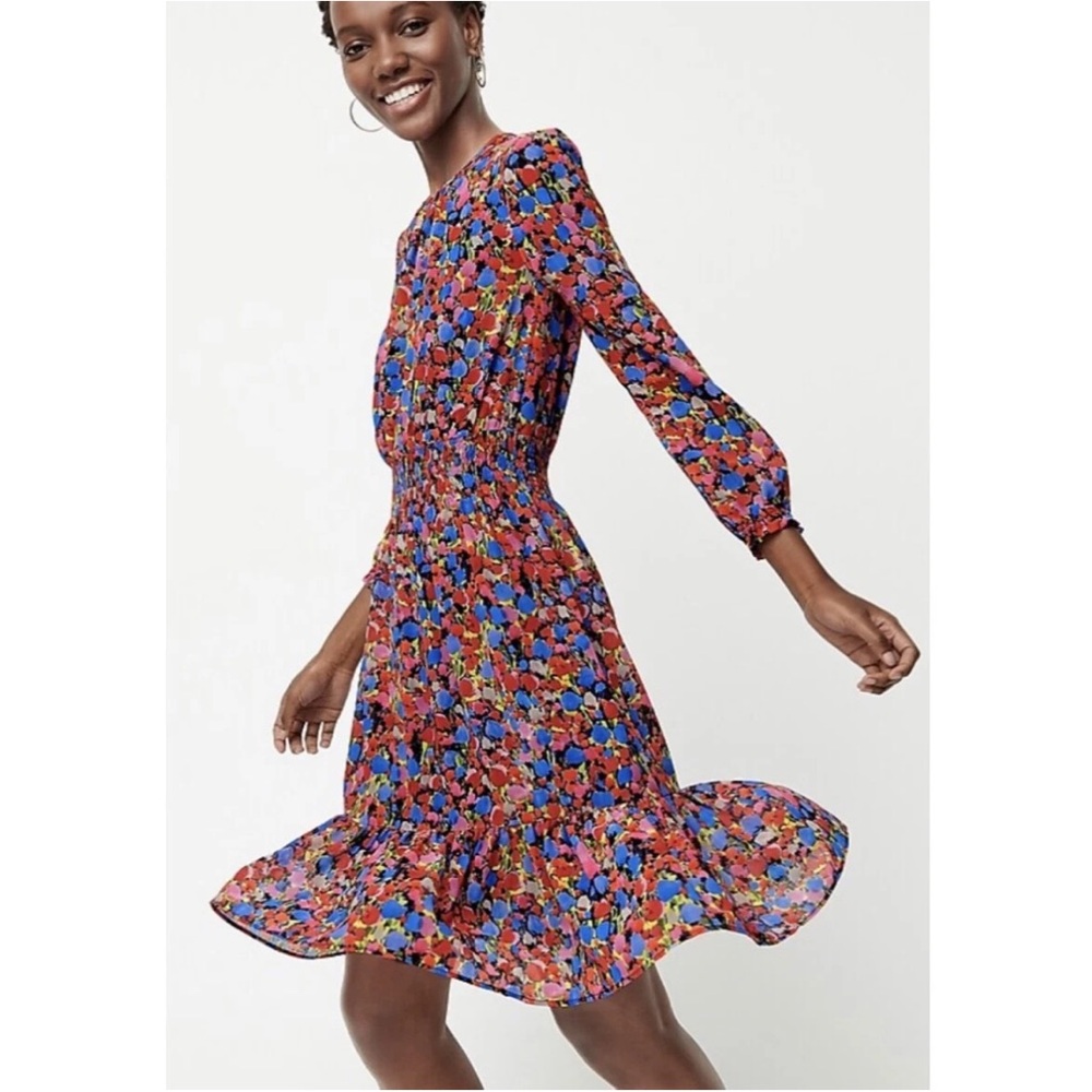 J. Crew Cinched Waist Watercolor Floral Dress Size‎ XS